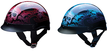 Half Helmet - Gloss - Tribal Skull - Multiple Colors - Click Image to Close