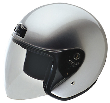 Open Face - Three-Quarter - Shield - Gloss Silver - Click Image to Close