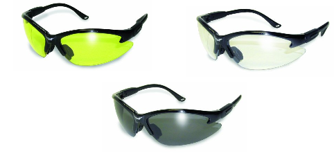 Open Frame Cougar Safety Glasses - Black Frames / Lens Vary