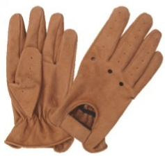 Brown Leather Full Finger Gloves - Knuckles Exposed - Velcro