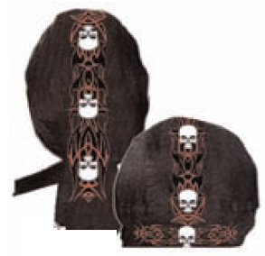 Standard Headwrap - Tribal and Skulls w/ Sweat Band