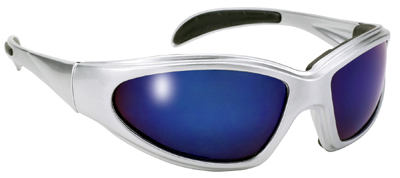 Full Frame Padded Chopper Sunglasses - Silver Frame / Blue Lens