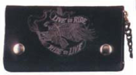 Live To Ride Tri-Fold Wallet w/ Chain - Click Image to Close