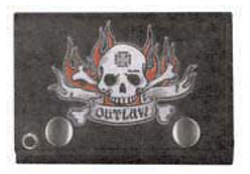 Embossed Outlaw Skull Tri-Fold Wallet w/ Chain - Click Image to Close