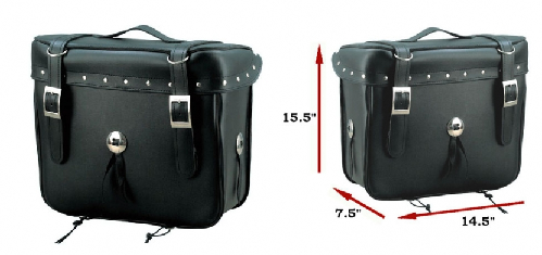Black - Leather - Sissy Bar Travel Bag - Studded - 1 Piece