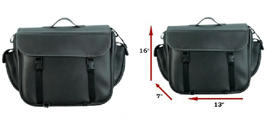 Black - Leather - Sissy Bar Travel Bag - Plain - 1 Piece