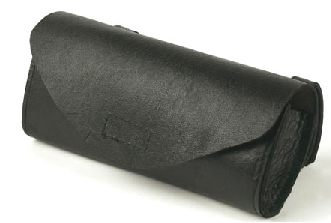 Black - Leather - Windshield Bag - Plain - Velcro Close