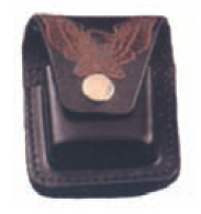 Black - Leather - Hard Lighter Case w/ Embossed Upswept Wings - Click Image to Close