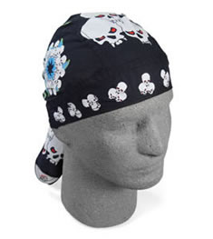 Basic Headwrap - Flydanna - Flames and Skulls - Click Image to Close